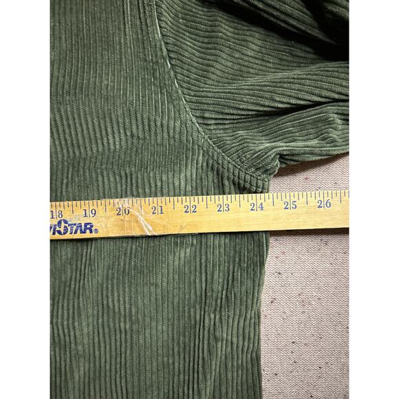 St. John’s Bay 1X Olive Corduroy Shirt Jacket | Denim Cuff Barn Chore Vintage - Picture 3 of 6
